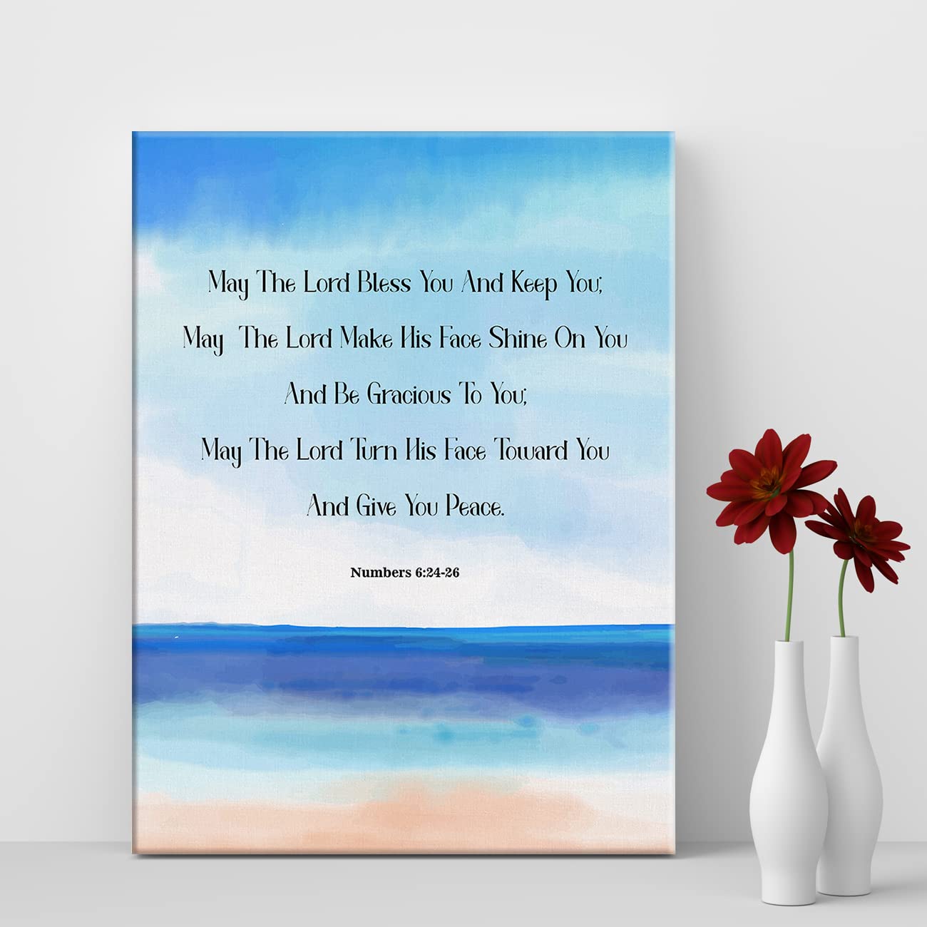 Numbers 6:24-26 Sign Bible Verse Canvas Home Wall Art Decor Scripture Painting 12X15 Poster Framed Ready To Hang